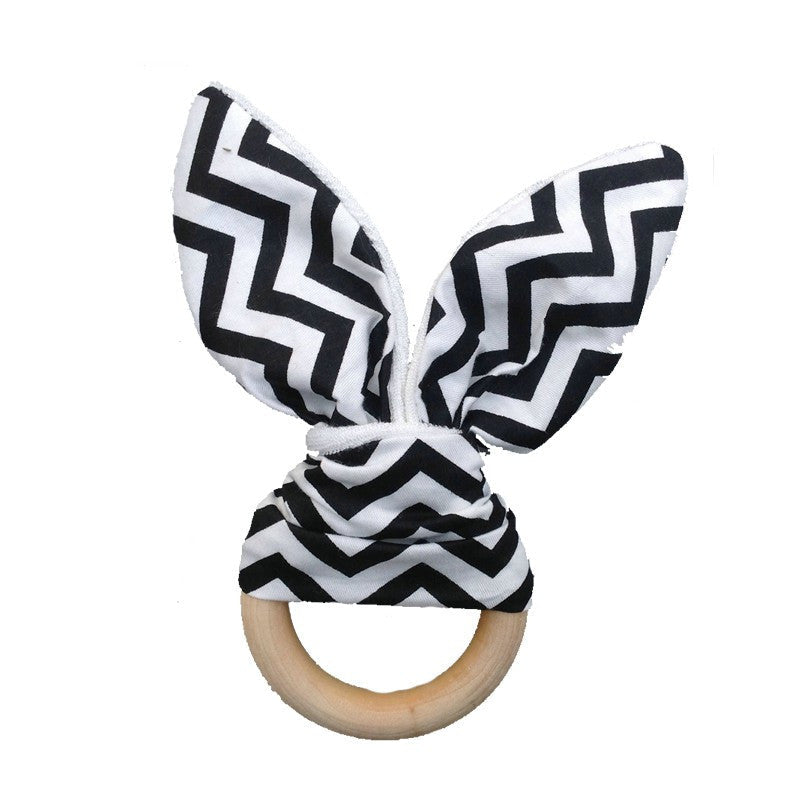 Soft Little Rabbit Ears Baby Toy Wooden Hand Grasp Toy Rattles Develop Baby Intelligence Baby Grasping Toy Hand Bell Rattle